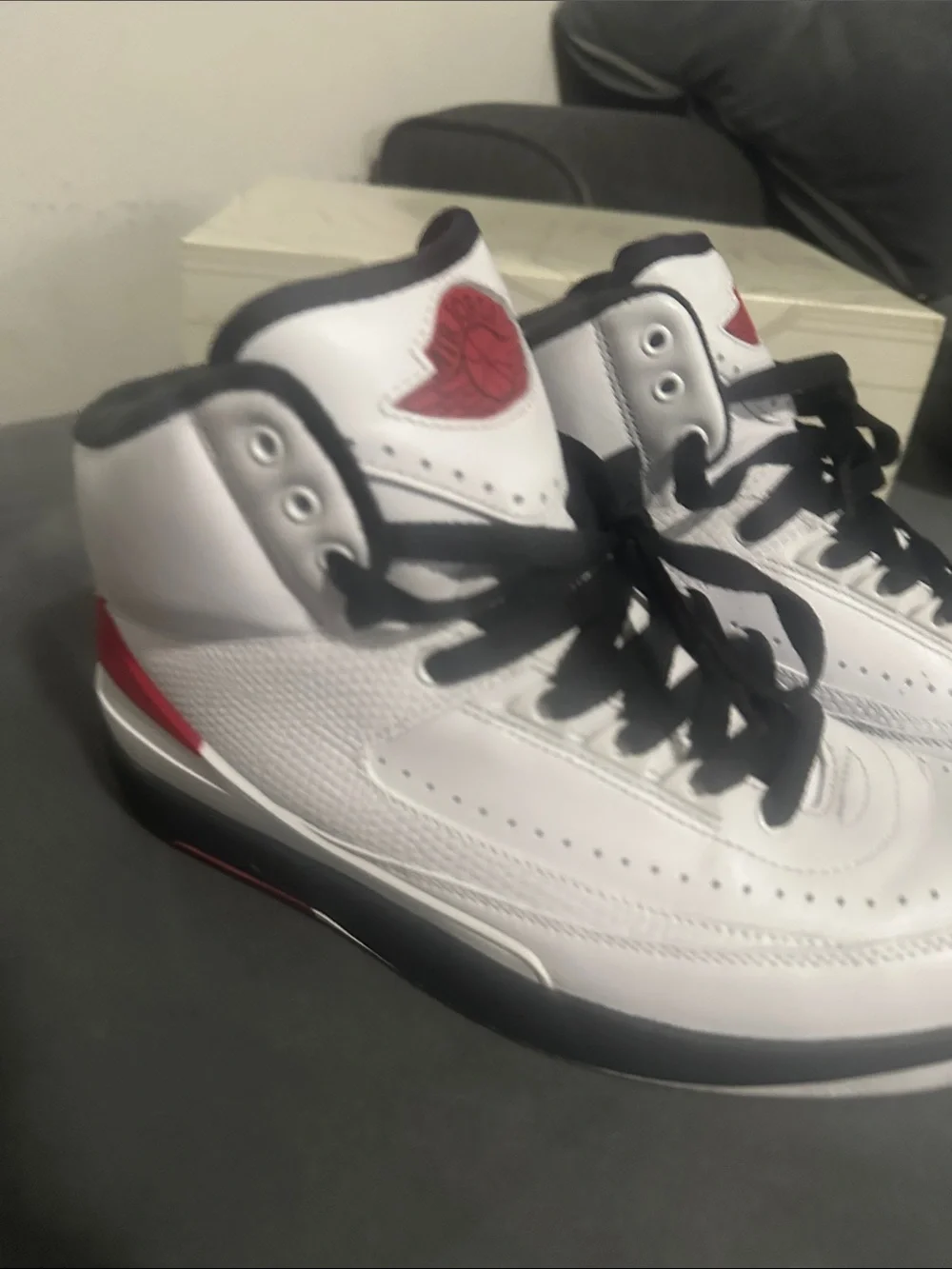 Air Jordan White/Black/Red Retro Sneakers
